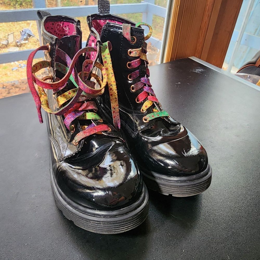 Skechers Woman Girls Teen Spirit 6 Eye Padded Collar Sz 4 Rainbow Laces‎ 90s